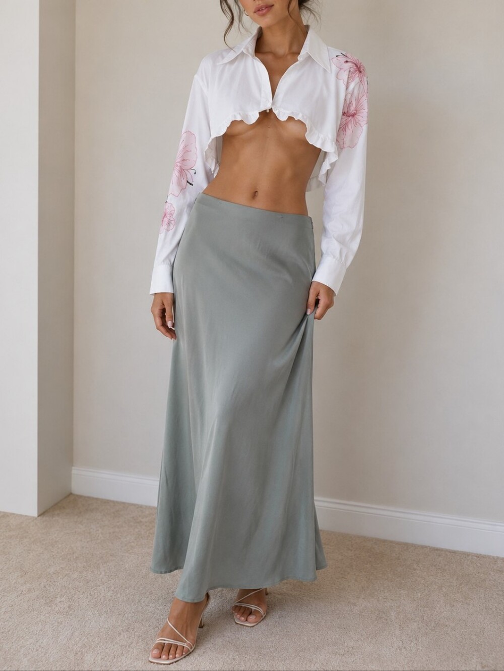 Elegant Gray Women's Skirt Set